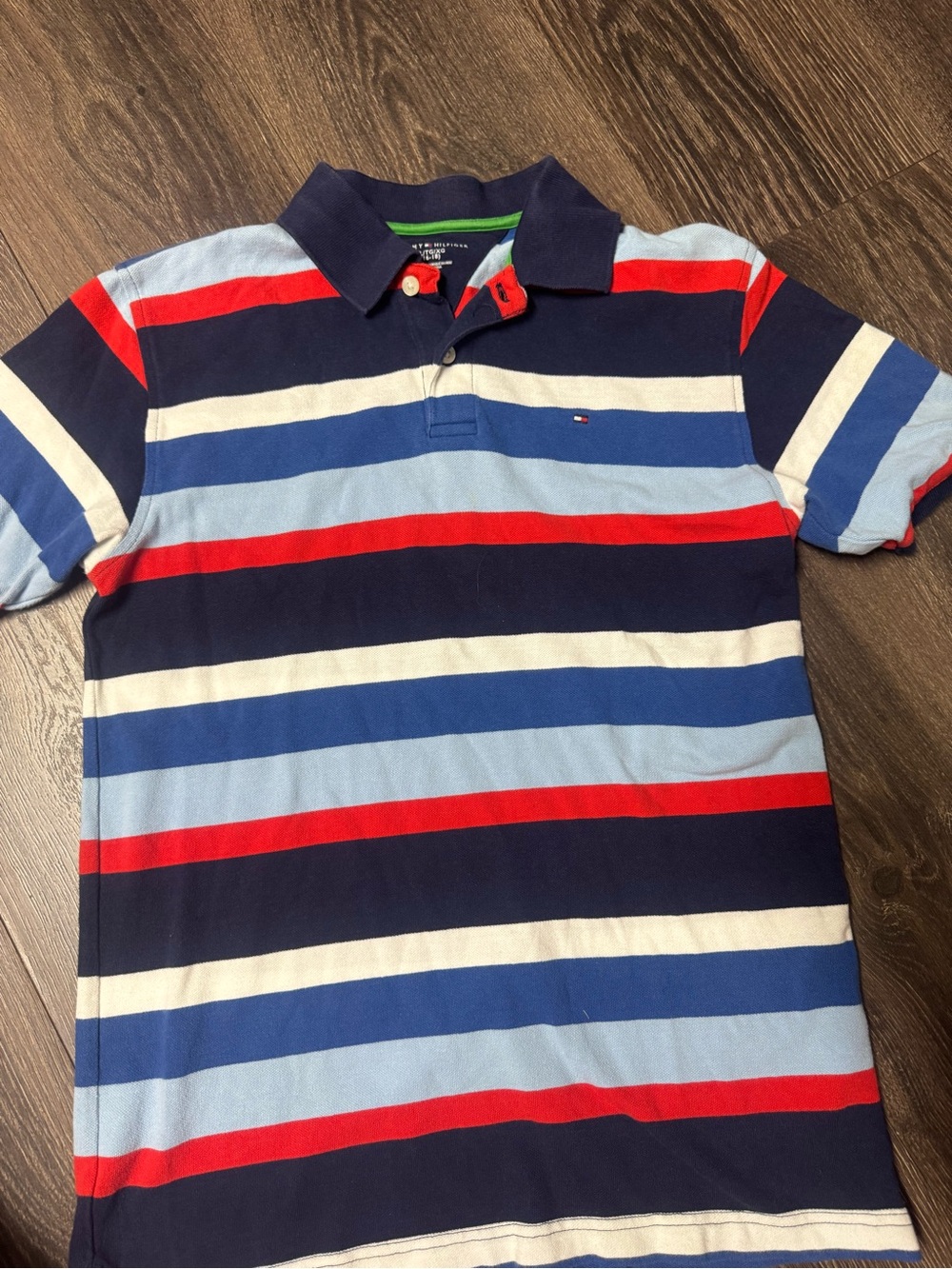 Tommy Hilfiger Navy, Light Blue, Royal Blue & Red Striped Polo